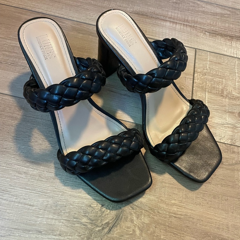 Black Braided Heeled Sandals